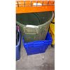 Image 1 : TWO BLUE RECYCLE BINS AND GREEN GARBAGE CAN