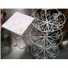 Image 3 : WOOD TOP END TABLE AND WHITE 3 TIER METAL PLANT STAND