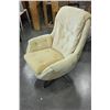 Image 1 : MID CENTURY YELLOW BUTTON BACK SWIVEL CHAIR BY KROEHLER