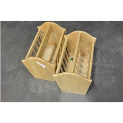 TWO MAPLE MAGAZINE RACKS