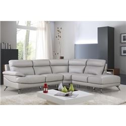 NEW GREY LEATHER MODERN 3 PIECE SECTIONAL SOFA, RETAIL $4198 NEW IN BOXES