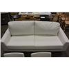 Image 2 : BRAND NEW ASHLEY WHITE LEATHER MODERN SOFA WITH CHROME LEGS, RETAIL $2199