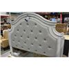 Image 8 : BRAND NEW ASHLEY KINGSIZE WHITE TUFTED RUSTIC PANEL BEDFRAME, TWO 3 DRAWER NIGHTSANDS WITH USB/POWER