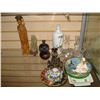 Image 1 : CRYSTAL CANDLESTICKS GLASSWARE AND CHINA PLATES AND SMALL CANNON AND VASES