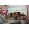 Image 2 : PINK AND BLUE VELVET BOXES W/ 3 NECKLACES AND 1 BEADED NECKLACE