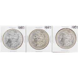 Lot of (3) 1887 $1 Morgan Silver Dollar Coins