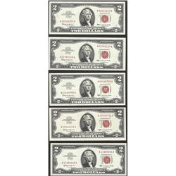 Lot of (5) 1953/1963 $2 Legal Tender Notes