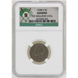 Ted Willaims Collection 1938-S Jefferson Nickel Coin NGC Genuine