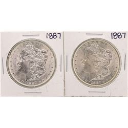 Lot of (2) 1887 $1 Morgan Silver Dollar Coins