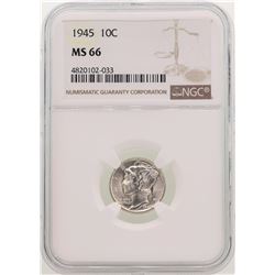 1945 Mercury Dime Coin NGC MS66