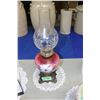 Coal Oil Lamp w/Porcelain Font (Red Toned) & Brass Base
