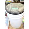 Image 1 : Hunting Padded Seat on a 5 Gallon Pail; Leg Warmers & a Head Light (inside the pail)