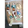 Flat w/Hat Pin Holder, Ivorex Oval Plaque & 5 Hand Painted Figurines