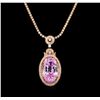 Image 2 : 14KT Rose Gold 32.47 ctw GIA Certified Kunzite and Diamond Pendant With Chain