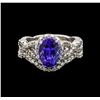 Image 2 : 14KT White Gold 1.95 ctw Tanzanite and Diamond Wedding Ring Set