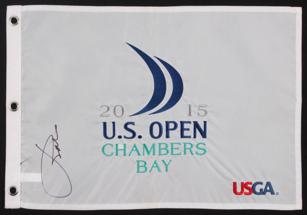 Jordan Spieth Signed 2015 U S Open Pin Flag Psa Loa