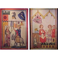 Decorative Arts: Medieval style Tapestries (two)