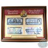 Image 1 : 1937-1986 Canada $5 Banknote Collection in Frame. This Collection includes the 1937, 1954, 1979, and
