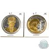 Image 1 : 2007 & 2008 Canada Sterling Silver Gold Plated Proof Dollars (light toning on 2007 coin). 2pcs