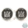 Image 2 : Pair of 2013 Fiji $1 Taku 1/2oz .999 Fine Silver Coins. One is gilded and one is coloured and hologr