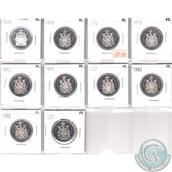 1982-1998 Canada Proof 50-cent Collection. You will receive 1982, 1983, 1985, 1987, 1991, 1992, 1993