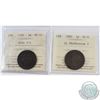 Image 1 : 1859 Canada 1-cent Wide 9/8 ICCS Certified VG-10 & 1891 1-cent LL SD Obverse 2 VG-8. 2pcs