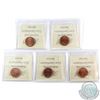 Image 2 : 1986-2000 Canada 1-cent ICCS Certified MS-65 Red. You will receive 1986, 1987, 1998, 1999, and 2000.