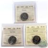 Image 1 : Lot of Canada 25-cent ICCS Certified MS-66 - 2007 Hockey, 2008 & 2013 Secord. 3pcs