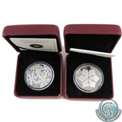 2012 Canada $20 Holiday Snowflake with Crystal & 2012 Canada $20 Holiday Snowstorm Fine Silver Coins