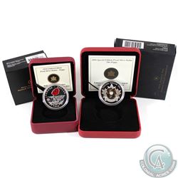 2004 Fine Silver & 2010 Sterling Silver Canada Special Limited Edition Proof Poppy Dollars. 2pcs