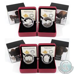 Lot of all 4x 2014 Canada $20 The Bison Fine Silver Coins - A Family at Rest, The Bull and His Mate,