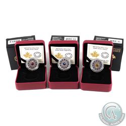Group Lot of 3x 2017 Canada Zodiac Series Fine Silver Coins - Pisces, Sagittarius (sleeve dented) & 
