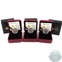 Group Lot of 3x 2017 Canada $3 Zodiac Series Fine Silver Coins - Aries, Taurus & Virgo. 3pcs (TAX Ex