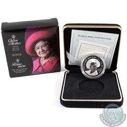 2002 Canada Queen Mother Proof Sterling Silver Dollar (capsule is scratched & outer sleeve lightly w