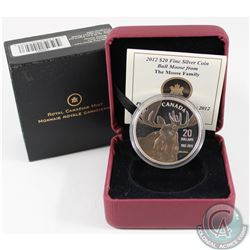 2012 Canada $20 Bull Moose by Robert Bateman Fine Silver Coin (capsule lightly scratched, coin toned