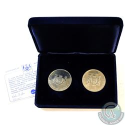 1977 Canada Province of Ontario Silver Jubilee Medallions English and French Version in Blue Velvet 
