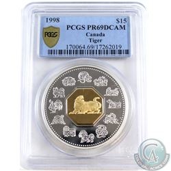 1998 Canada $15 Lunar Tiger PCGS Certified PR-69 Deep Cameo