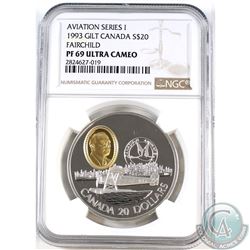 1993 Canada $20 Aviation - Fairchild NGC Certified PF-69 Ultra Cameo