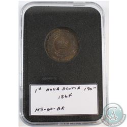 1864 Nova Scotia 1-cent in Hard plastic holder