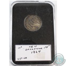 1864 New Brunswick 20-cent in hard plastic holder