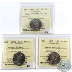 Group Lot 2009 Canada Olympic 25-cent ICCS Certified MS-65. You will receive: Speed Skating, Cross C