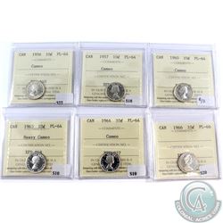 Lot of 1956-1966 Canada 10-cent ICCS Certified - 1956 PL-64 Cameo, 1957 PL-64 Cameo, 1960 PL-64 Came