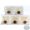 Image 1 : Lot of 1937-1945 Canada 1-cent ICCS Certified MS-63 - 1937 Red and Brown, 1940 Red, 1943 Red, 1944 R