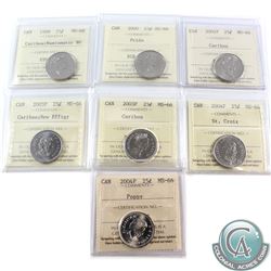 25-cent 1999 Numismatic BU, 2000 Pride, 2001P, 2003P New Effigy, 2003P, 2004P St. Croix & 2004P Popp