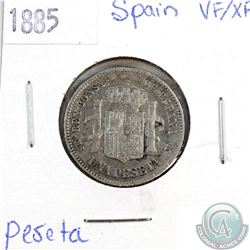 1885 Spain 1 Peseta VF-EF