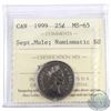 Image 1 : 1999 September Mule 25-cent ICCS Certified MS-65; NBU