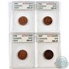 Image 1 : 1937, 1958, 1960 & 1964 Canada 1-cent AGC Certified MS-67. 4pcs
