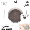 Image 1 : Great Britain 1746 'Lima' 6 Pence Almost Uncirculated (scratched)