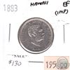 Image 1 : Hawaii 1883 1/4 Dollar in Extra Fine (EF-40) - impaired. Weighs 6.3g, .900 Silver