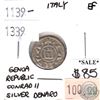 Image 1 : Italy 1139-1339 Genoa Republic Silver Denaro Conrad II Extra Fine